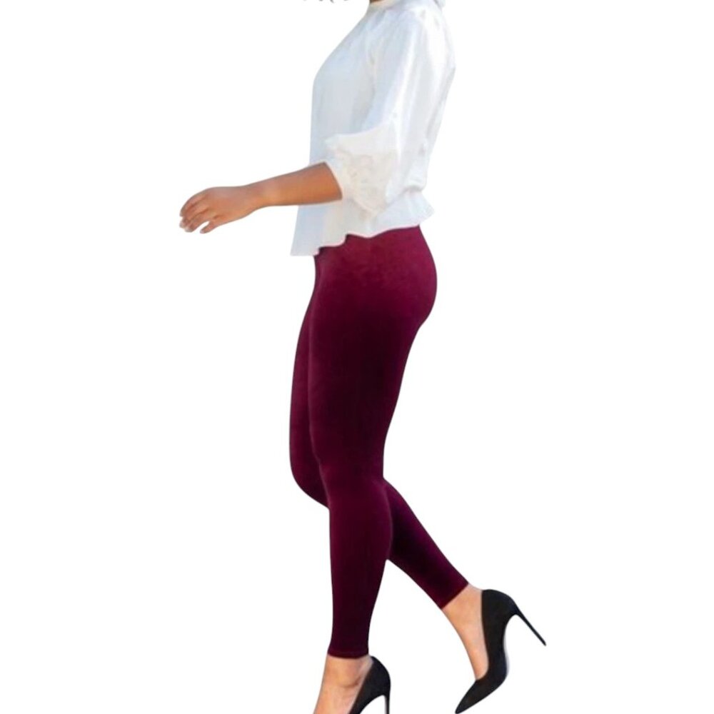 Spanx Velvet Burgundy Leggings Size M